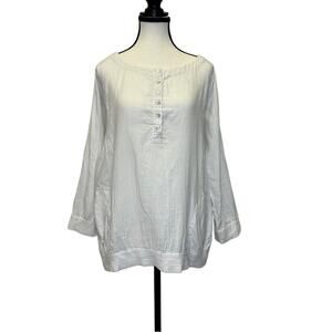 Eileen Fisher White Organic Cotton Tunic Top Size L